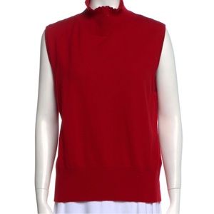 St. John Sport By Marie Grey Red 100% Turtleneck Sweater Size Large